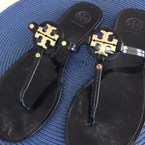 Tory Birch Sandals  Super Popular Black and Gold 8